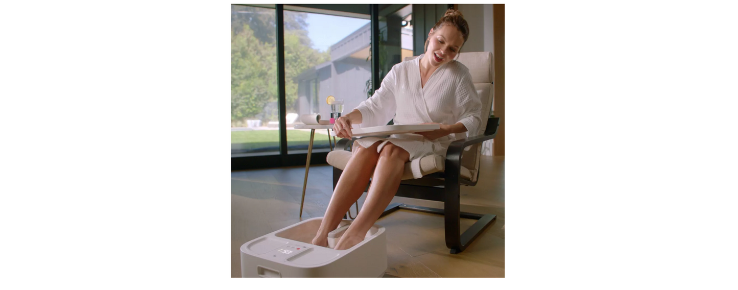 Sharper Image - Hydro Spa Plus Foot Bath Massager, Heated with Rollers and LCD Display - White