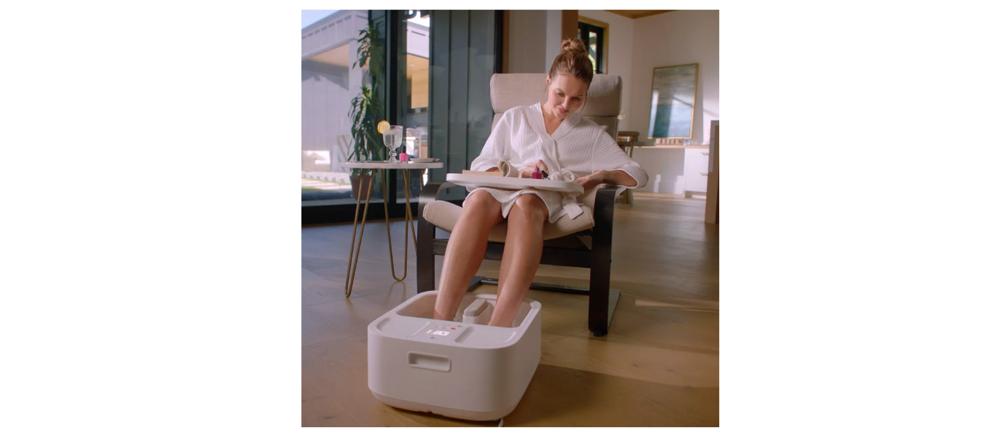 Sharper Image - Hydro Spa Plus Foot Bath Massager, Heated with Rollers and LCD Display - White