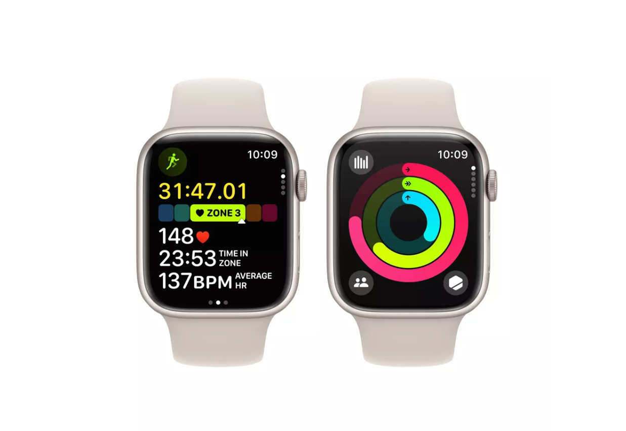 Apple Watch Series 9 (GPS) 41mm Starlight Aluminum Case with Starlight Sport Band - S/M - Starlight