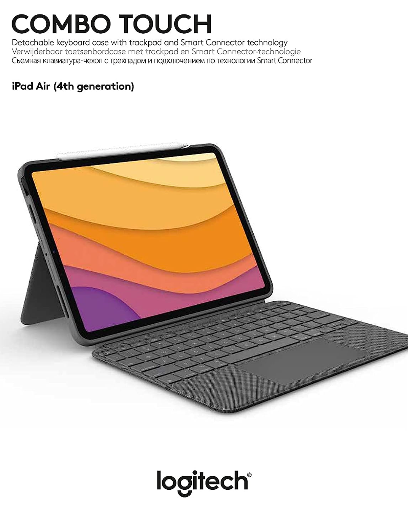 Logitech - Combo Touch Keyboard Folio for Apple iPad Air 10.9" (5th & 4th Gen) with Detachable Backlit Keyboard - Oxford Gray